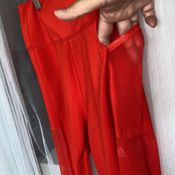 Adidas X Ivy Park mesh panel Mine legging/tights bright red side pocket! Size S - Picture 5 of 14